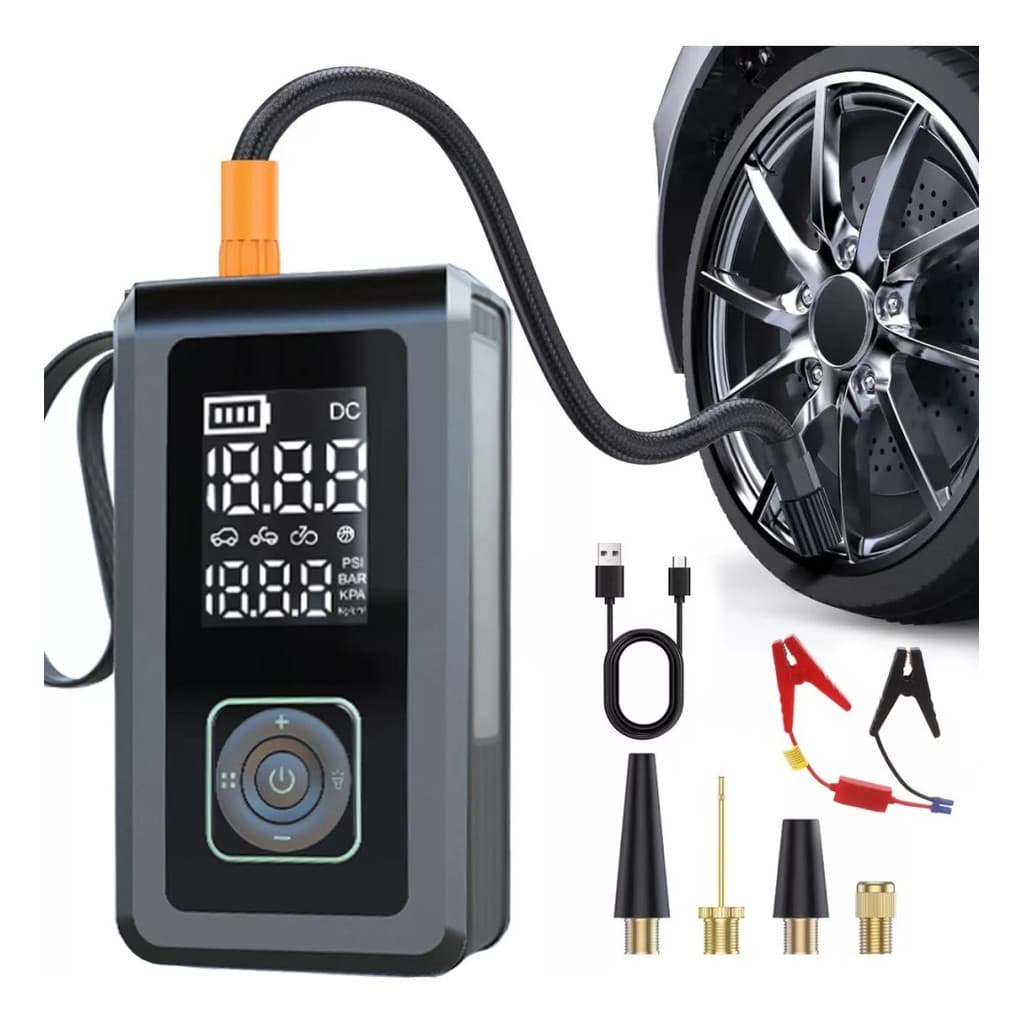 Bateria externa multifuncional 3 em 1 para carregar baterias de carro, inflar pneus e iluminar. YT168 Bivolt
