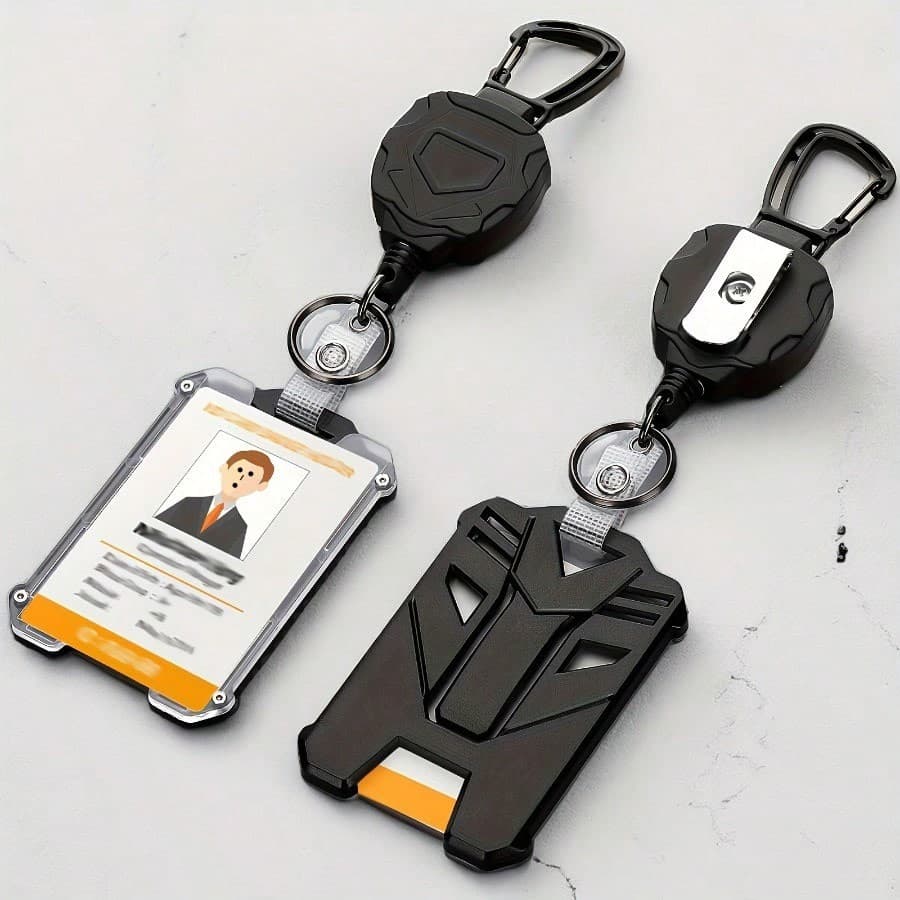 Suporte De Crachá De Identificação De Material ABS Durável Com Cordão De Corda De Fio Retrátil Automático Gancho De Pres