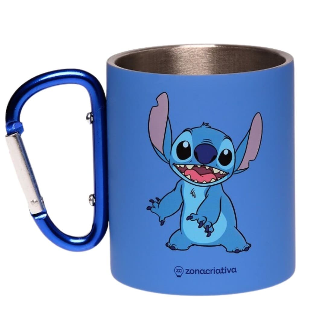 Caneca em Alumínio com Mosquetão Stitch Disney 300ml - Zona Criativa
