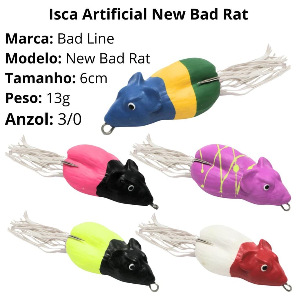 Isca artificial para peca de Superfície New Bad Rato bad line 6cm 13g Traira
