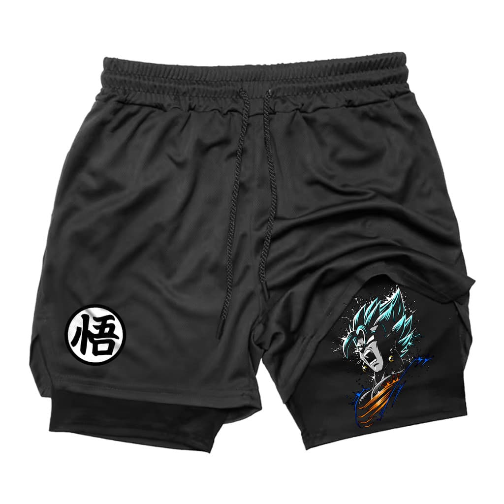 Short 2 em 1 Goku Dragon Ball Anime Proteção UV e Compressão Moda