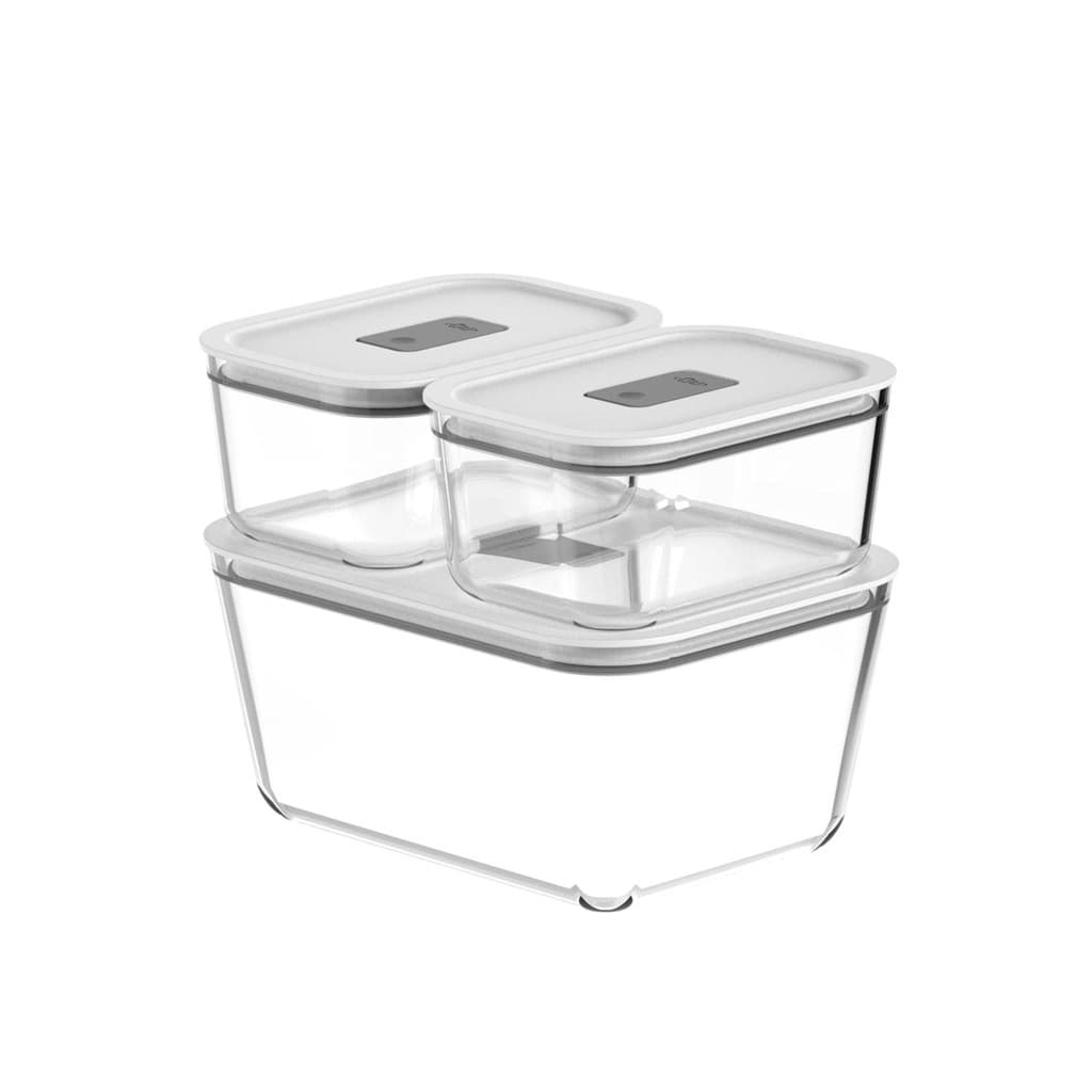 Kit de potes de vidro hermético Ou 2,4L e 725ml Linha Fresh Lock - Branco