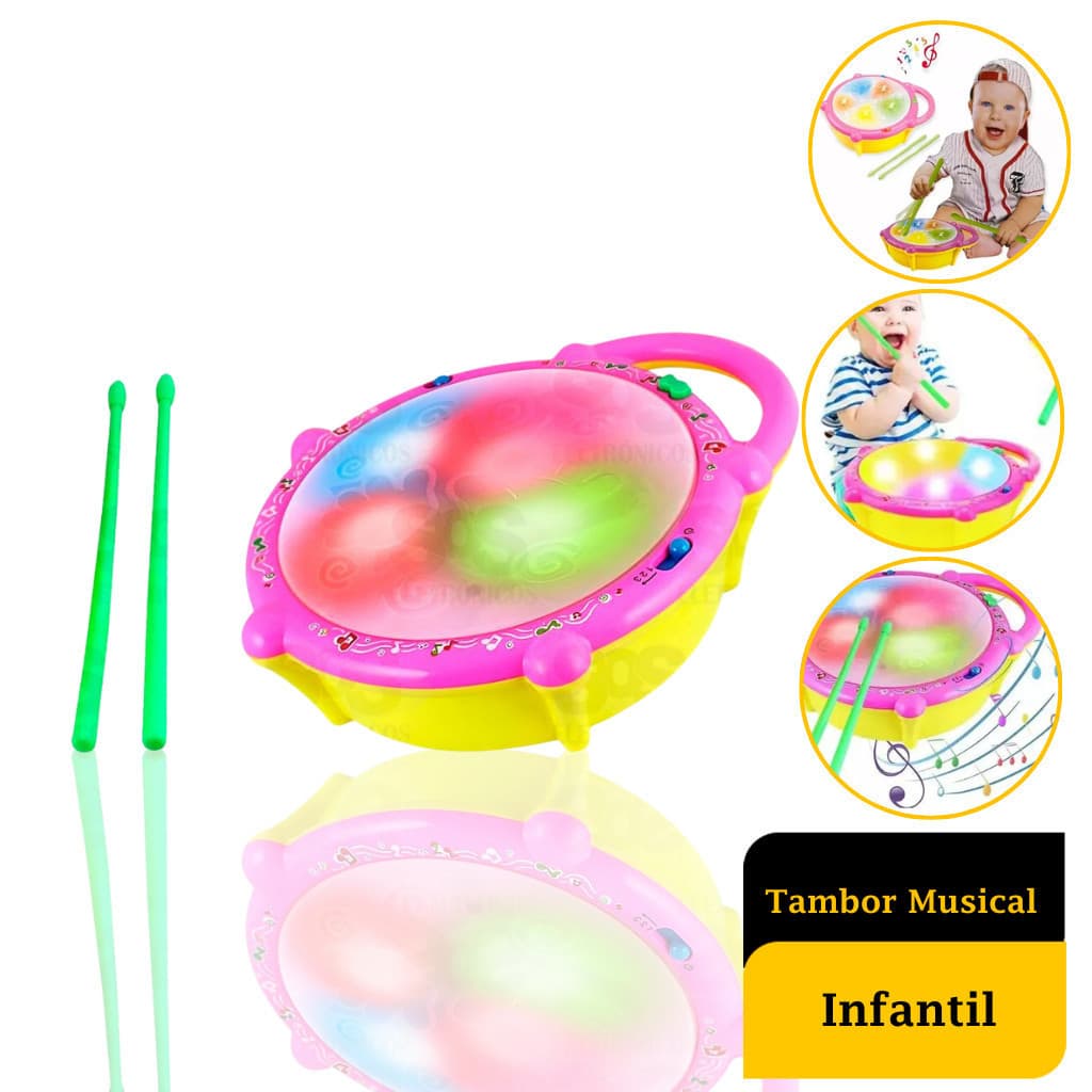 Tambor Infantil Musical Interativa Luz Som Sensorial