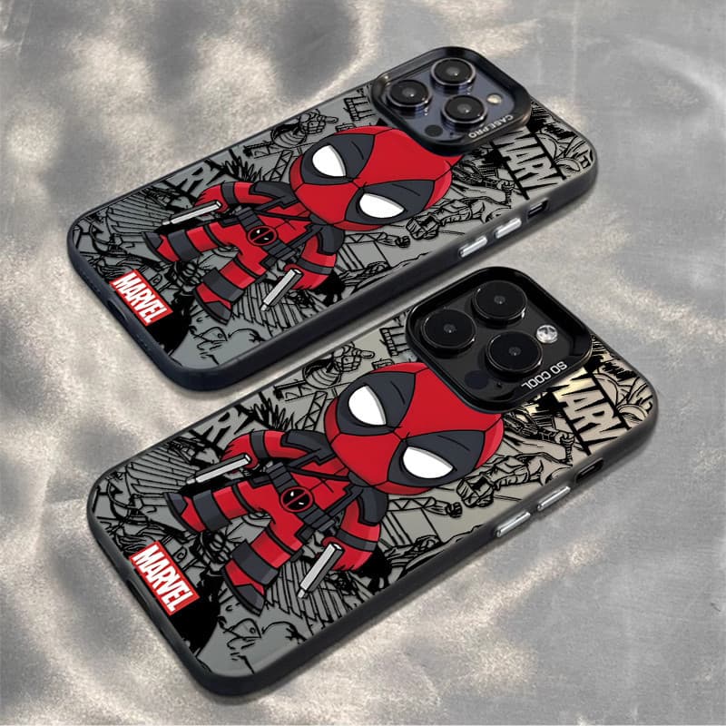 Capinha Capa Fosca para iPhone 13 11 12 14 XR 15 16 17 Pro Max Plus Anti-impacto Deadpool Marvel