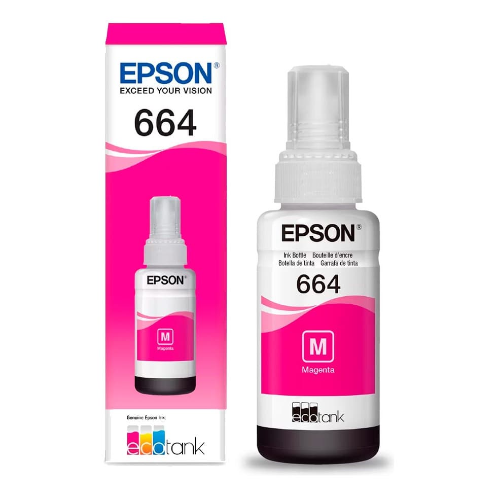 Garrafa De Tinta Para Ecotank T664 Magenta Epson Original