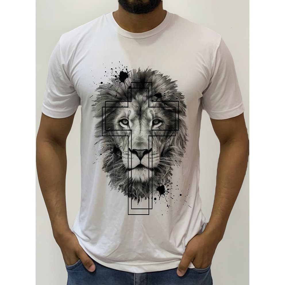 Camiseta Camisa Evangélica Leão De Judá Cruz Cristã Gospel
