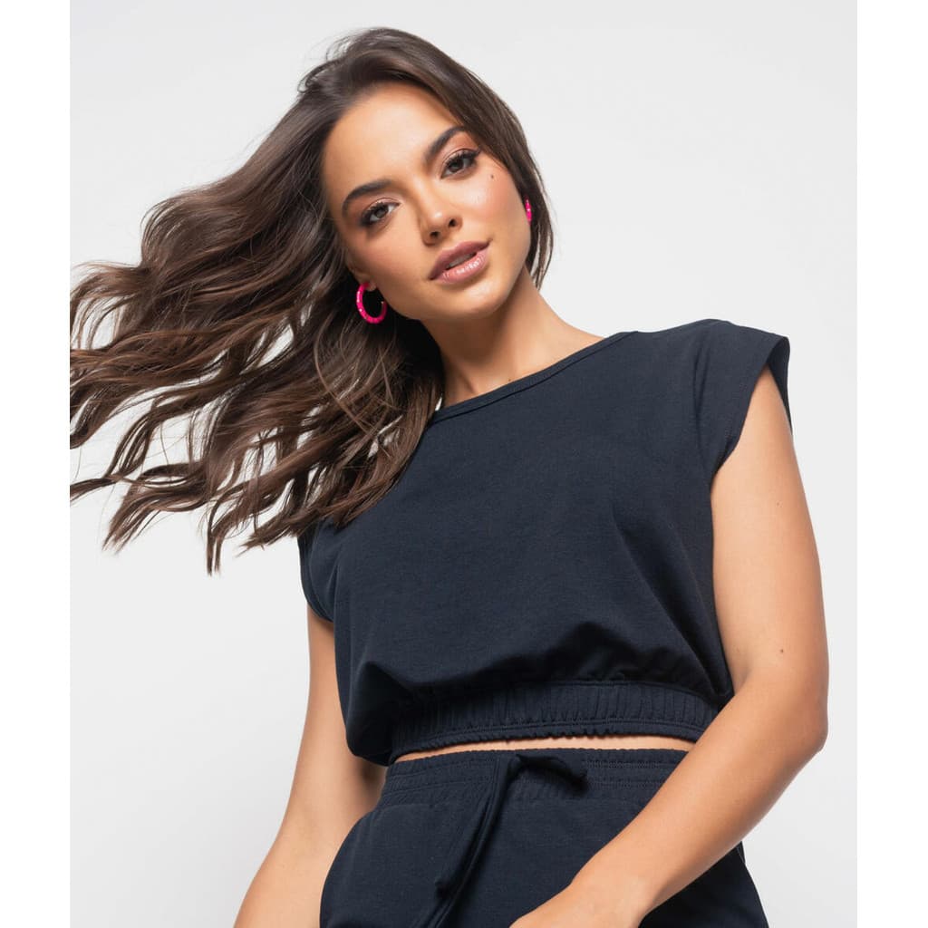 Cropped Barra Elástico Malha Comfort Salvatore Fashion