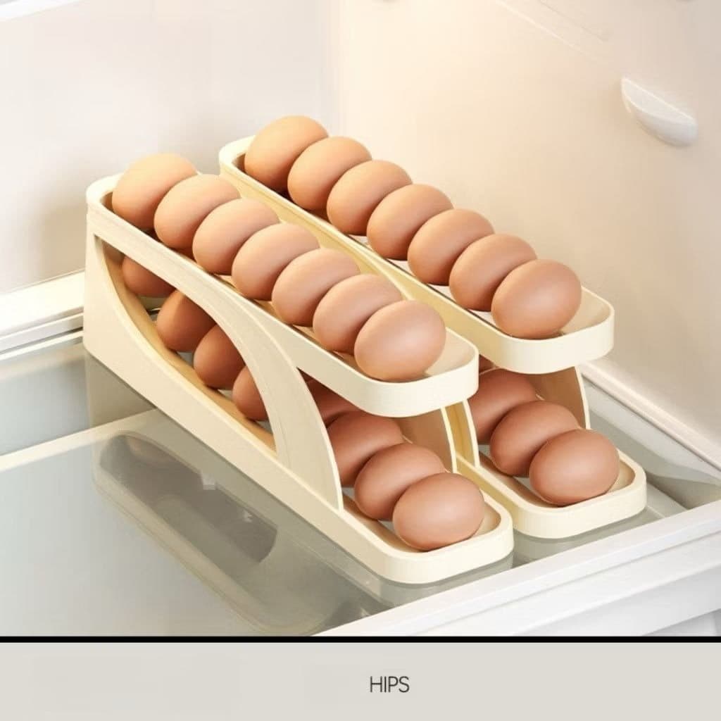 suporte Dispenser Automático De Ovos 2 Andares Para Refrigerador Bancada Organizador de Cozinha
