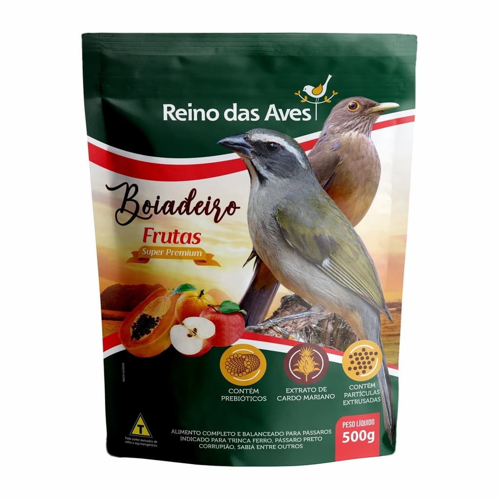 Ração Boiadeiro Frutas 500g Para Pássaros Vitaminas Naturais Energia e Saúde