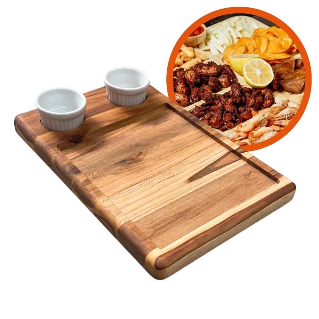 Tábua Petisqueira 30x20 Para Porção e Frios Com Cumbucas