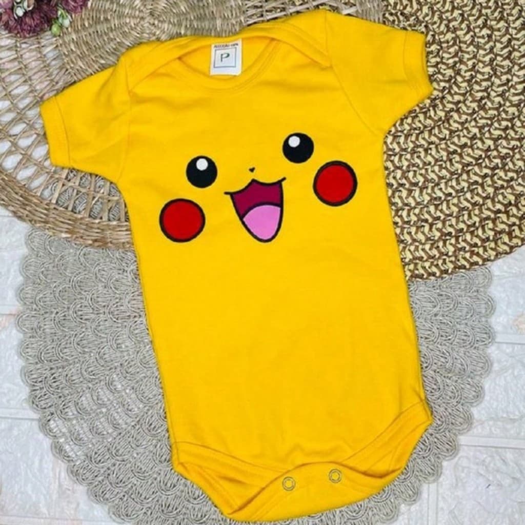 Body Macacão Pikachu Bebe Menino