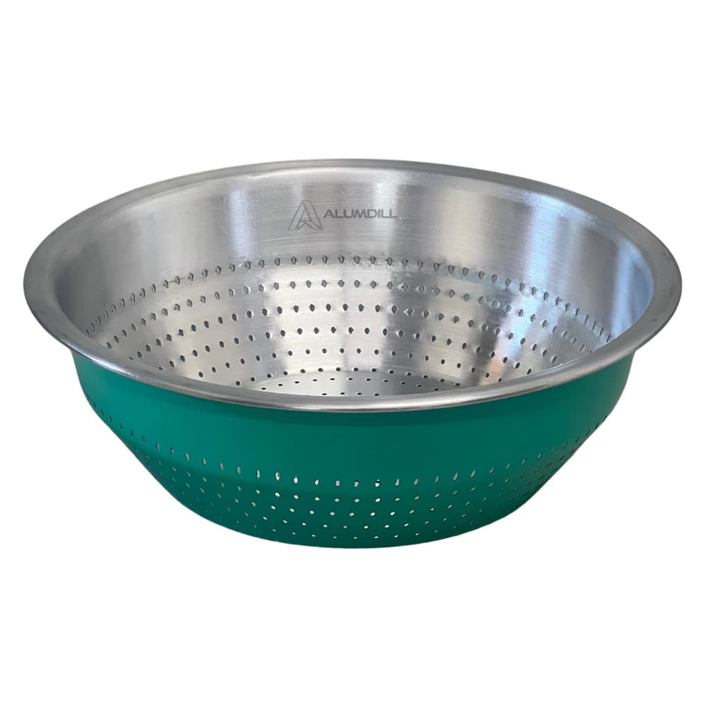 Escorredor Lava Tudo Arroz Macarrão Legumes Massas Em Aluminio 3 Litros Verde