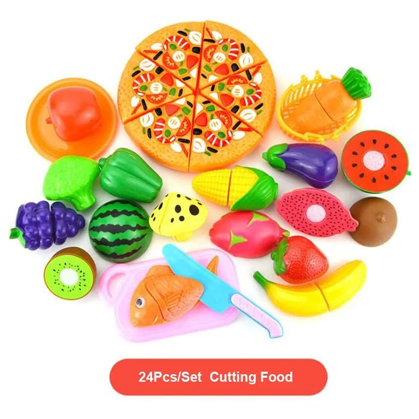 Kit 37  Frutas Frutinhas Legumes De Brinquedo Com Velkro  corta pizza e legumes