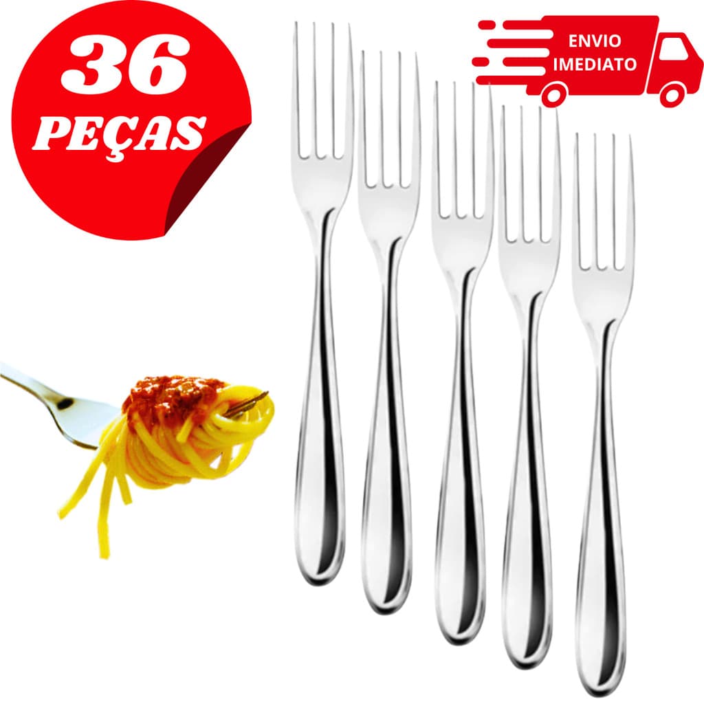 Kit 36 Garfos Inox de Mesa – Aço Inoxidável Resistente | Talheres Ideais para Cozinha e Refeições