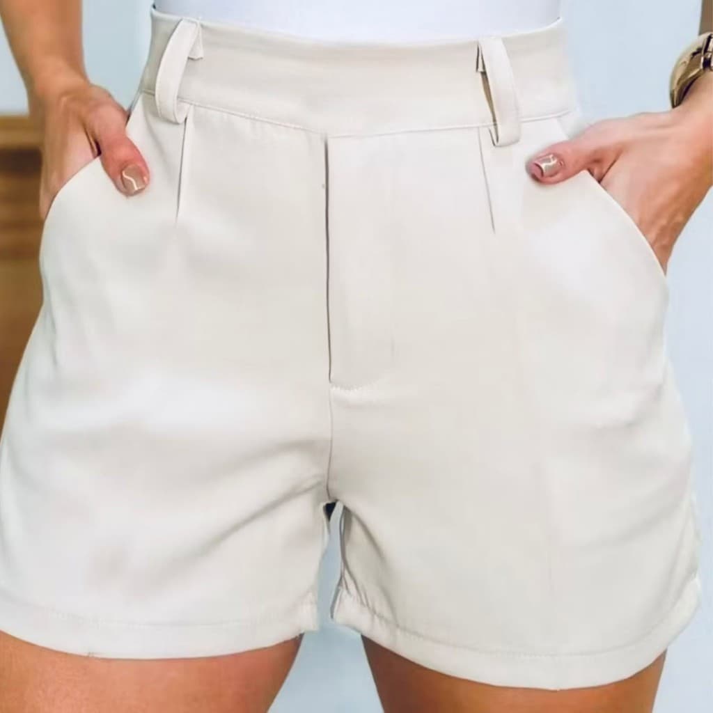 Short Feminino Alfaiataria Social Com Auto Ajuste com Elástico Atras Sem Zíper