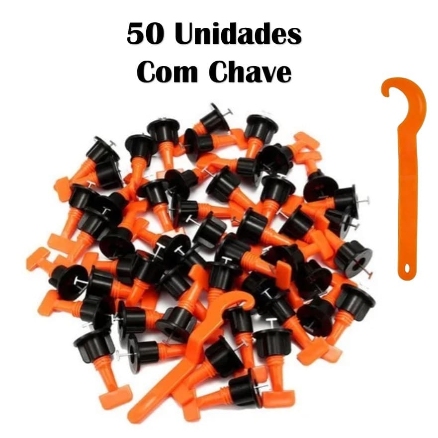 Nivelador Espaçador Reutilizável Pisos Porcelanato + Chave Aplicadora - 50 Unidades