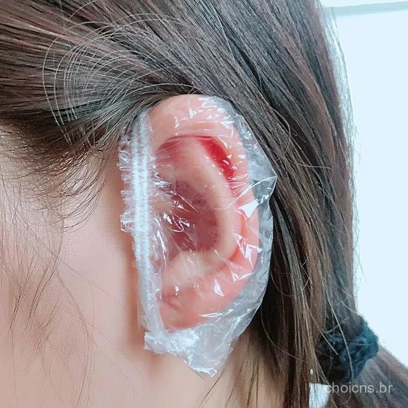 100 Pçs Descartável Capa De Ouvido Protetor Para Tingimento De Cabelo Toucas Banho Chuveiro Earmuffs Ferramentas Cabelei