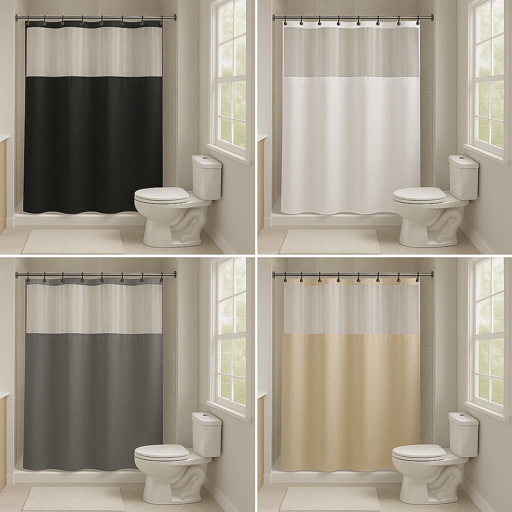 Cortina de Box com Visor Superior PVC Impermeável – Várias Cores
