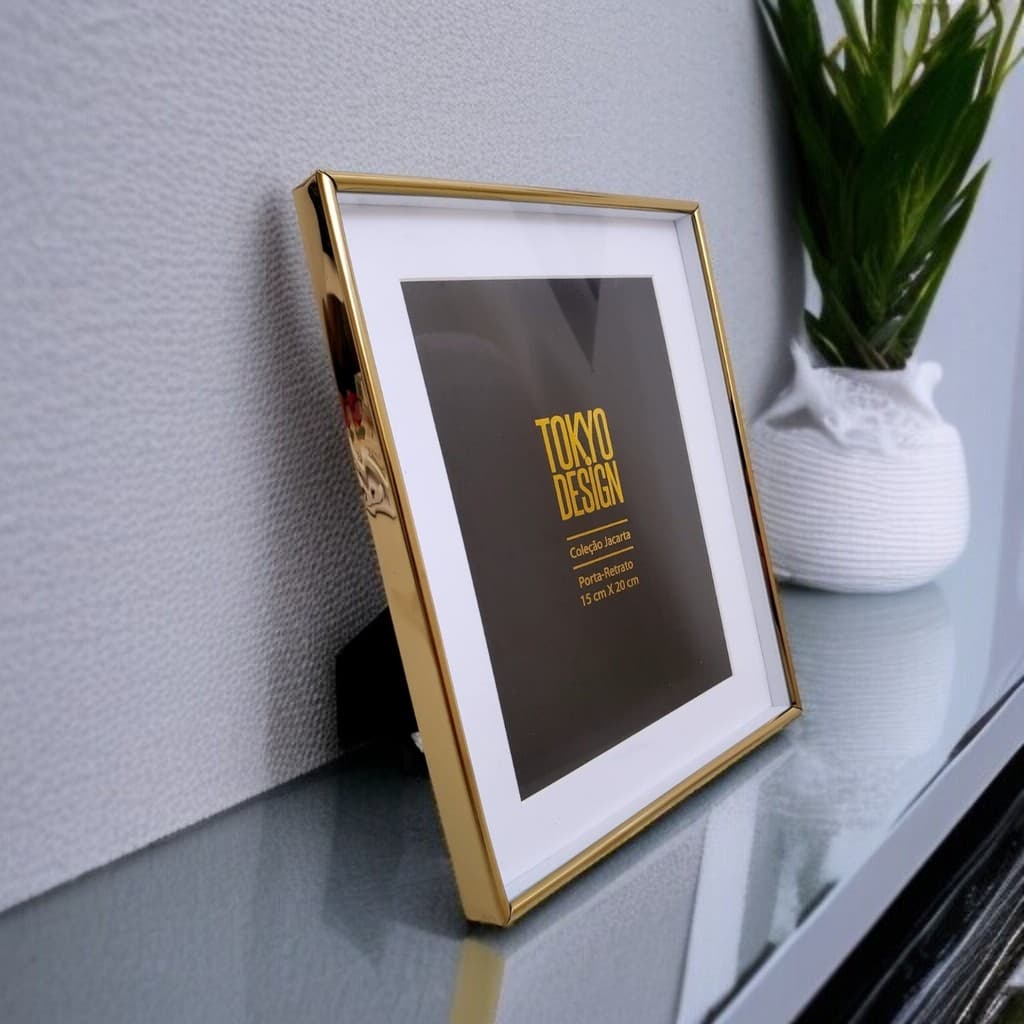 Porta Retrato Dourado 15x20 Paspatur Metal Aço Inox Jacarta