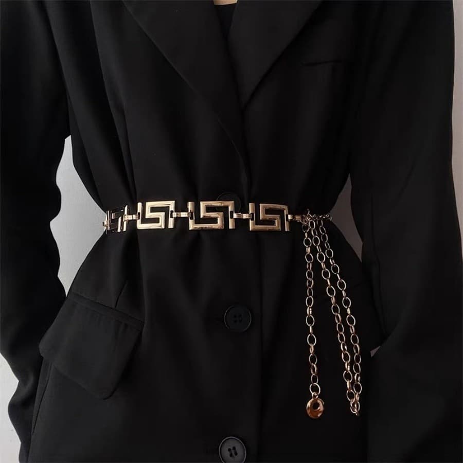 KIT 2 Cintos Feminino Com Corrente dourado e prata De Metal importado