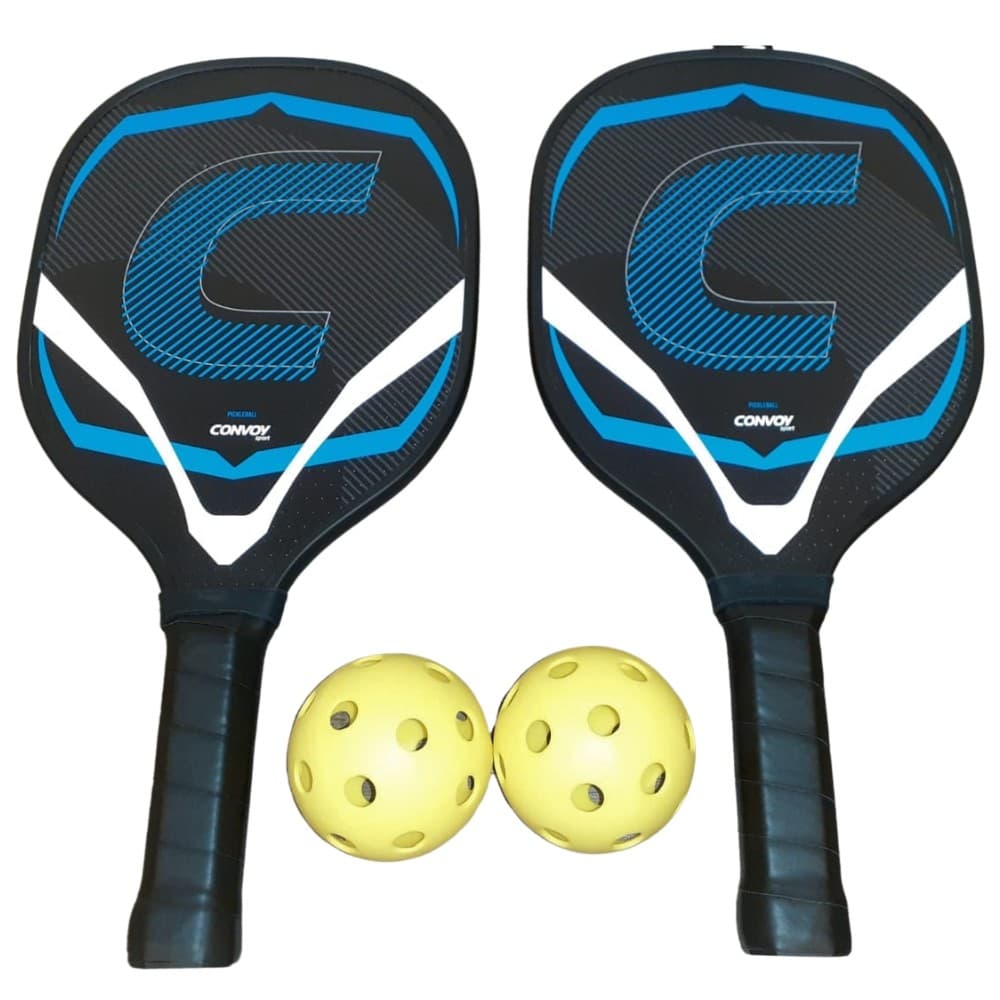 Kit 2 Raquetes Pickleball Convoy Em Madeira 2 Bolinhas
