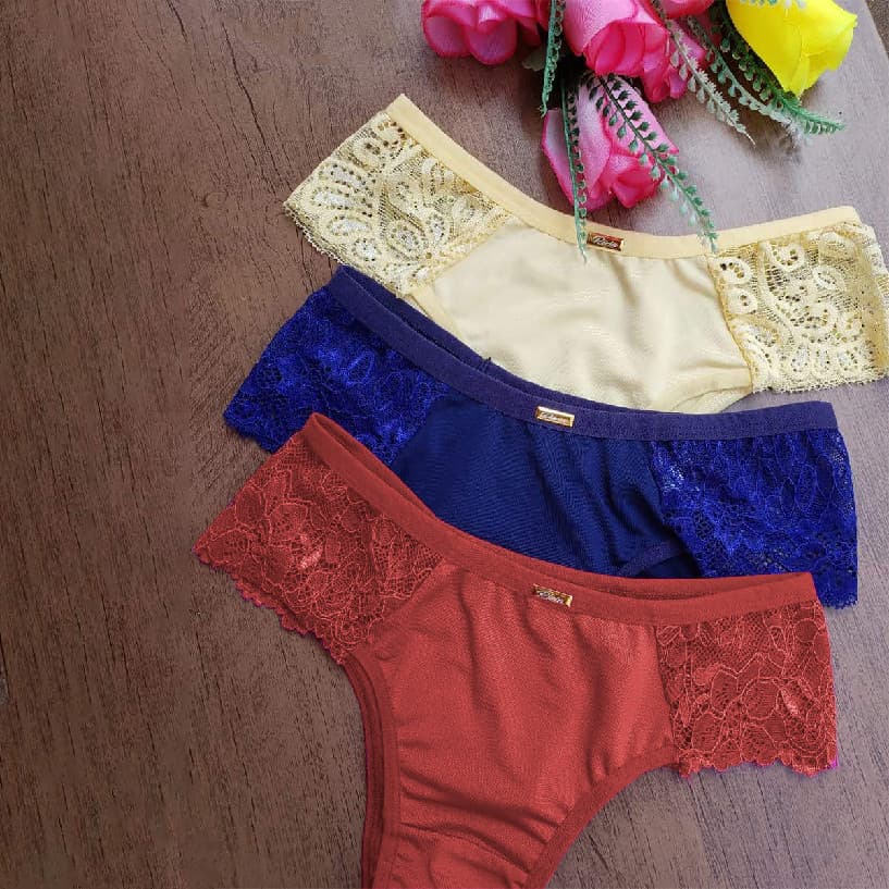 Kit 5 Calcinhas Isabela Confortavel Dia a Dia Tangao Renda Feminina Dia a Dia