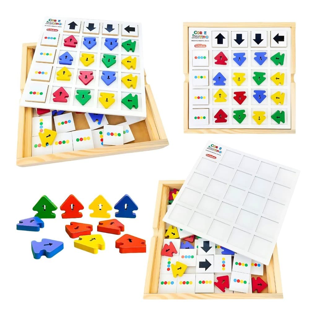 Cor e Sentido Brinquedo Educativo Madeira Cognitivo Raciocínio Lógico Percepção Visual - Carimbras