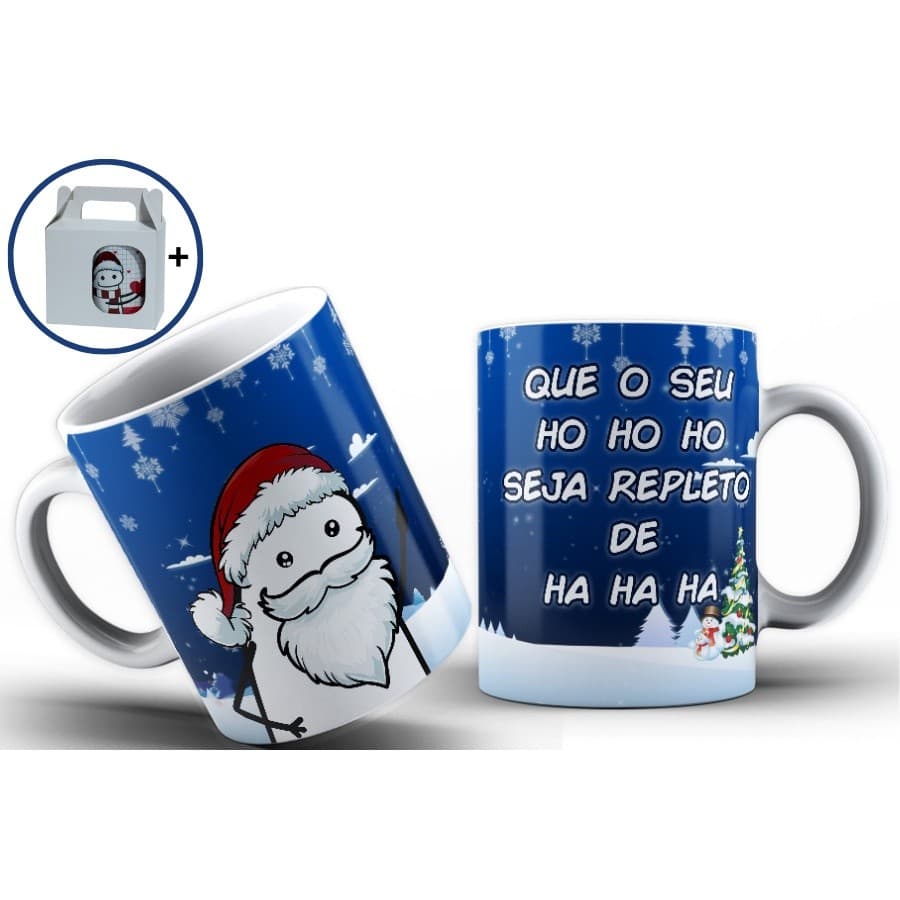 Caneca Flork Natal Personalizada Engraçado Felicitação Carinho Xicara Porcelana Vol.2