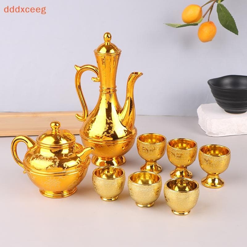 [dddxceeg] Chaleira De Vinho Conjunto De Cafeteira Copos Vintage Jarro Requintado Bule De Chá Dourado Doméstico Clássico