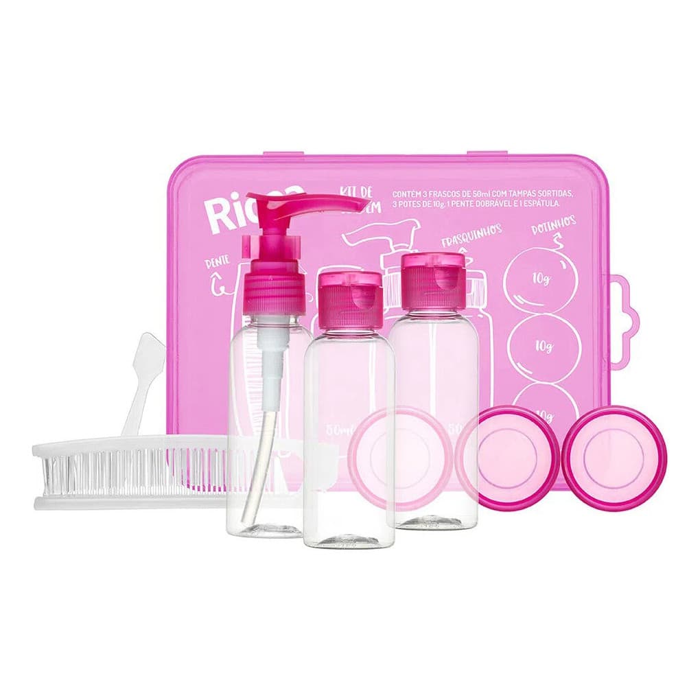 Kit De Viagem Bordo Frascos Potes 8 Peças Ricca