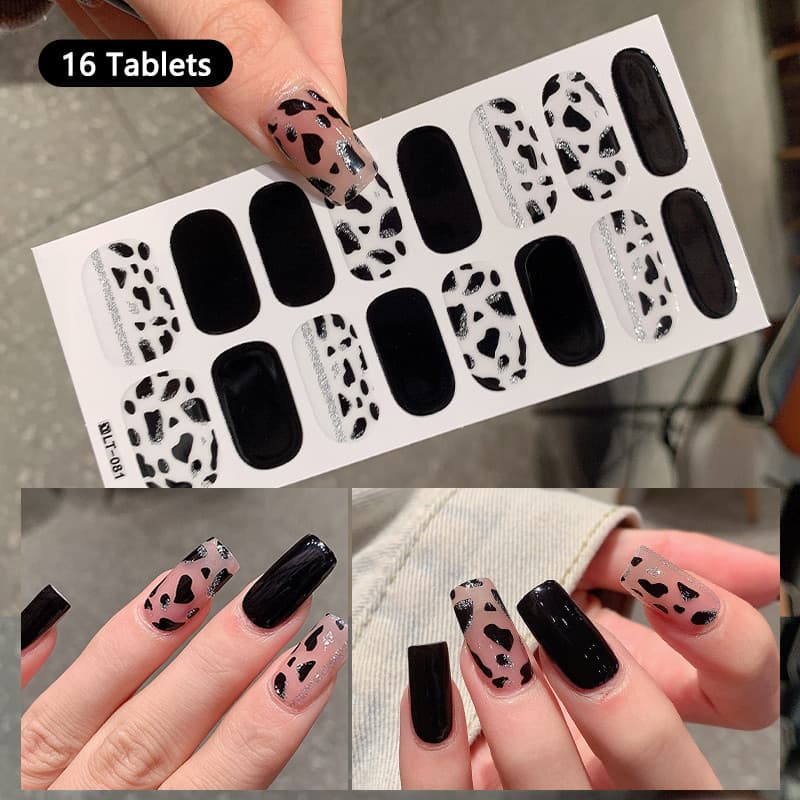 16 Pçs Tiras Adesivos De Unhas Brilhantes Simples Arte Do Prego Completos Envoltórios DIY NAil Fazendo