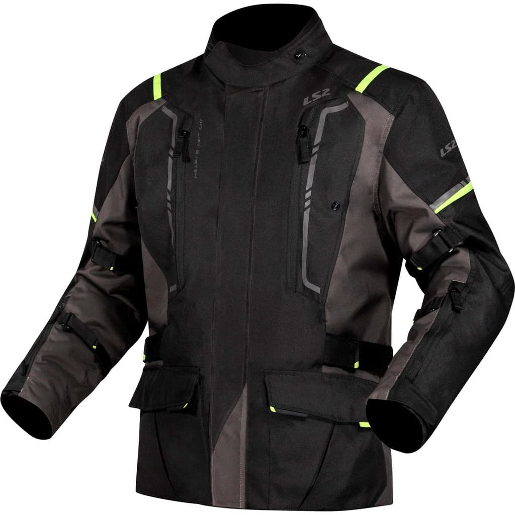 Jaqueta LS2 Narvik Impermeável Parka Big Trail Viagem Masculina Moto Motociclista Preto Amarelo