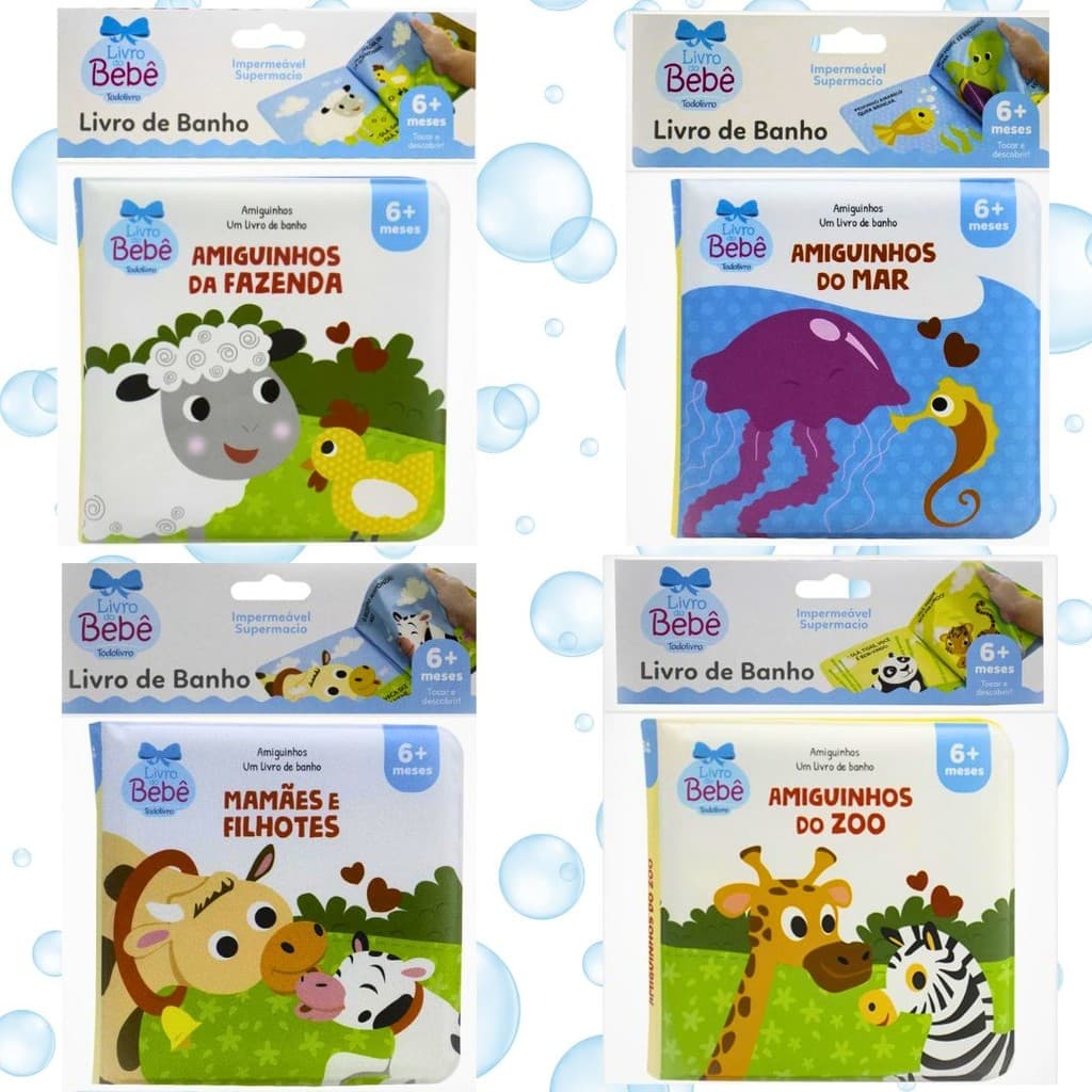 Promoção Livro de Banho P/ Bebês  Coleção Amiguinhos Ajuda No Contraste Impermeável Todolivro