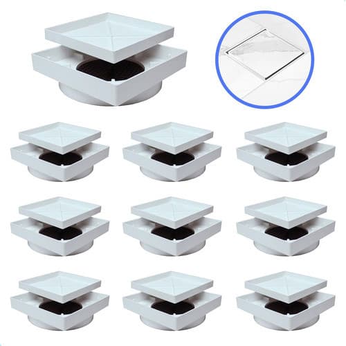 Kit 10 Ralo Oculto 10x10 Branco Seca Piso Porcelanato Inteligente