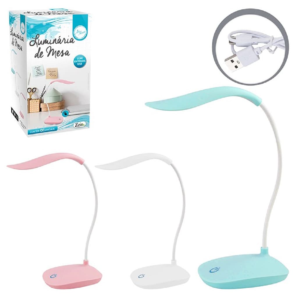 LUMINÁRIA DE MESA FLEXÍVEL RECARREGÁVEL USB LED