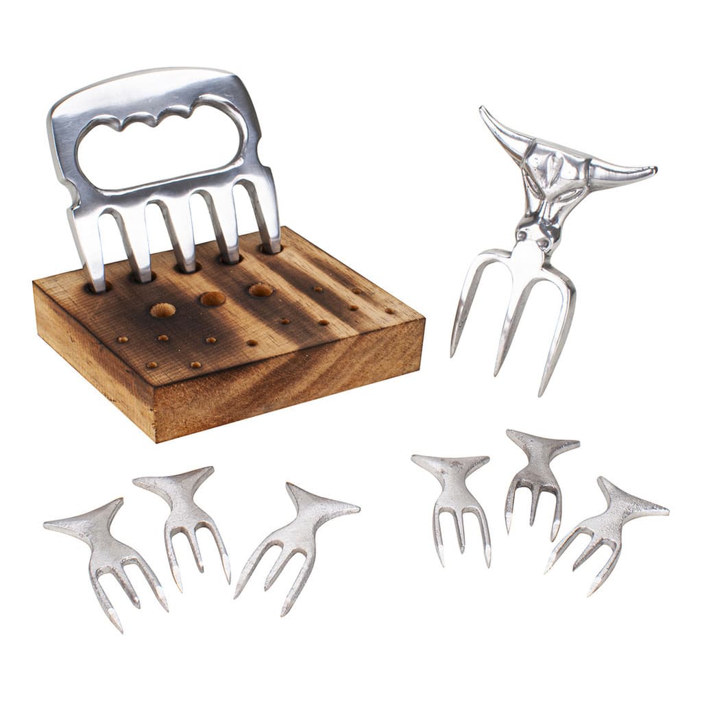 Kit Garfo Tridente + Garra De Urso + Garfo Petisco Churrasco