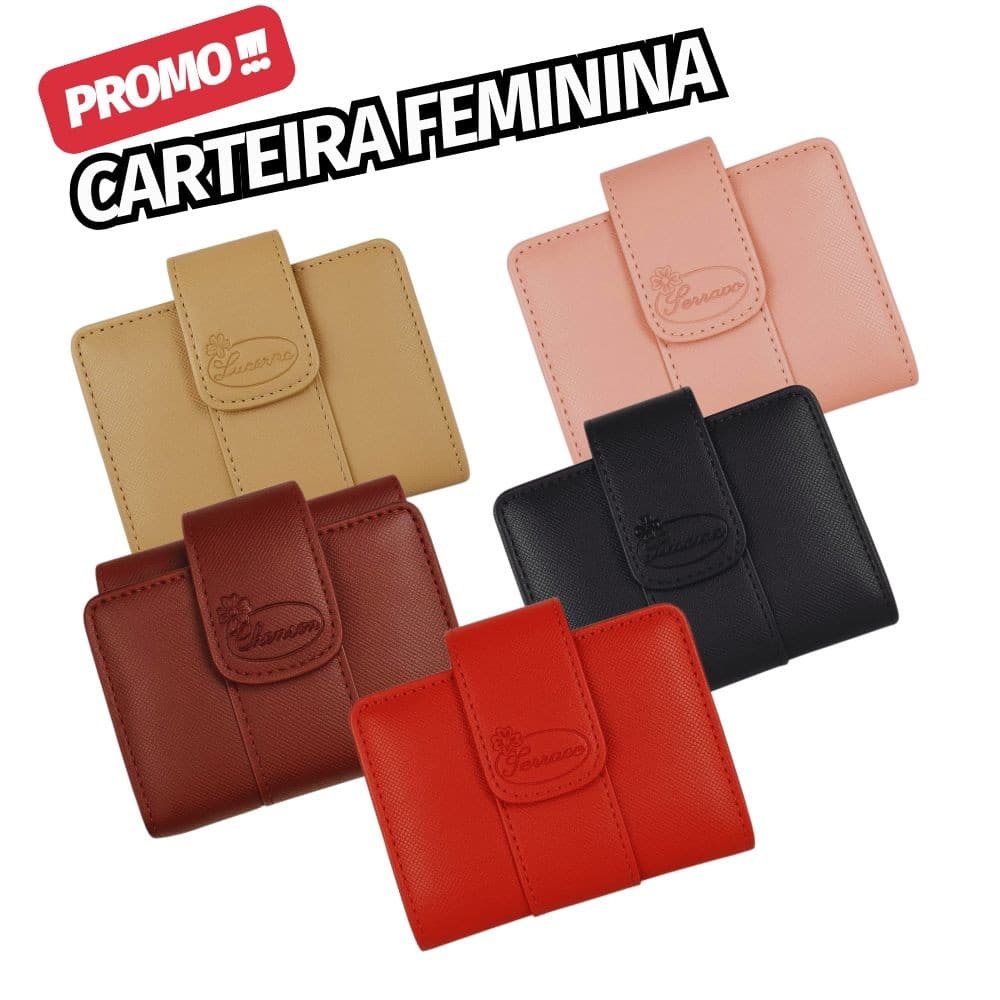 Carteira Feminina Porta Cartões Cédulas Documentos Espelho Retrato