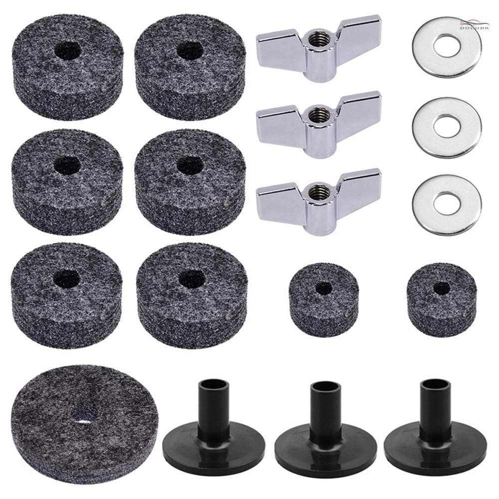 Conjunto De Acessórios De Tambor , 18 Peças , Feltro De Substituição De Bateria Preta , Para Instrumentos Musicais