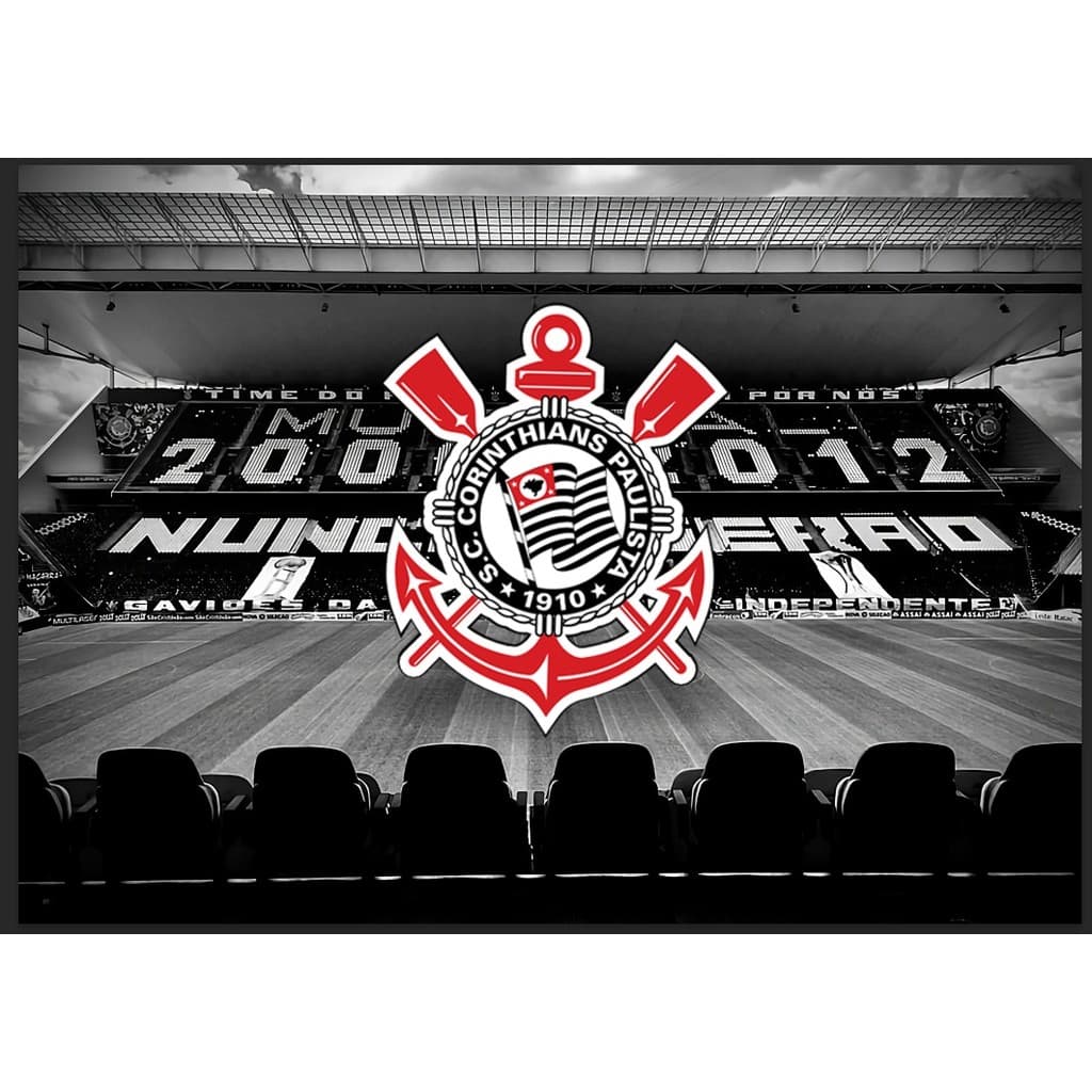 Tapete Painel De Lona Futebol Corinthians Timão Gaviões da Fiel Camisa 12 Escanteio 1.40x1.00 Futebol