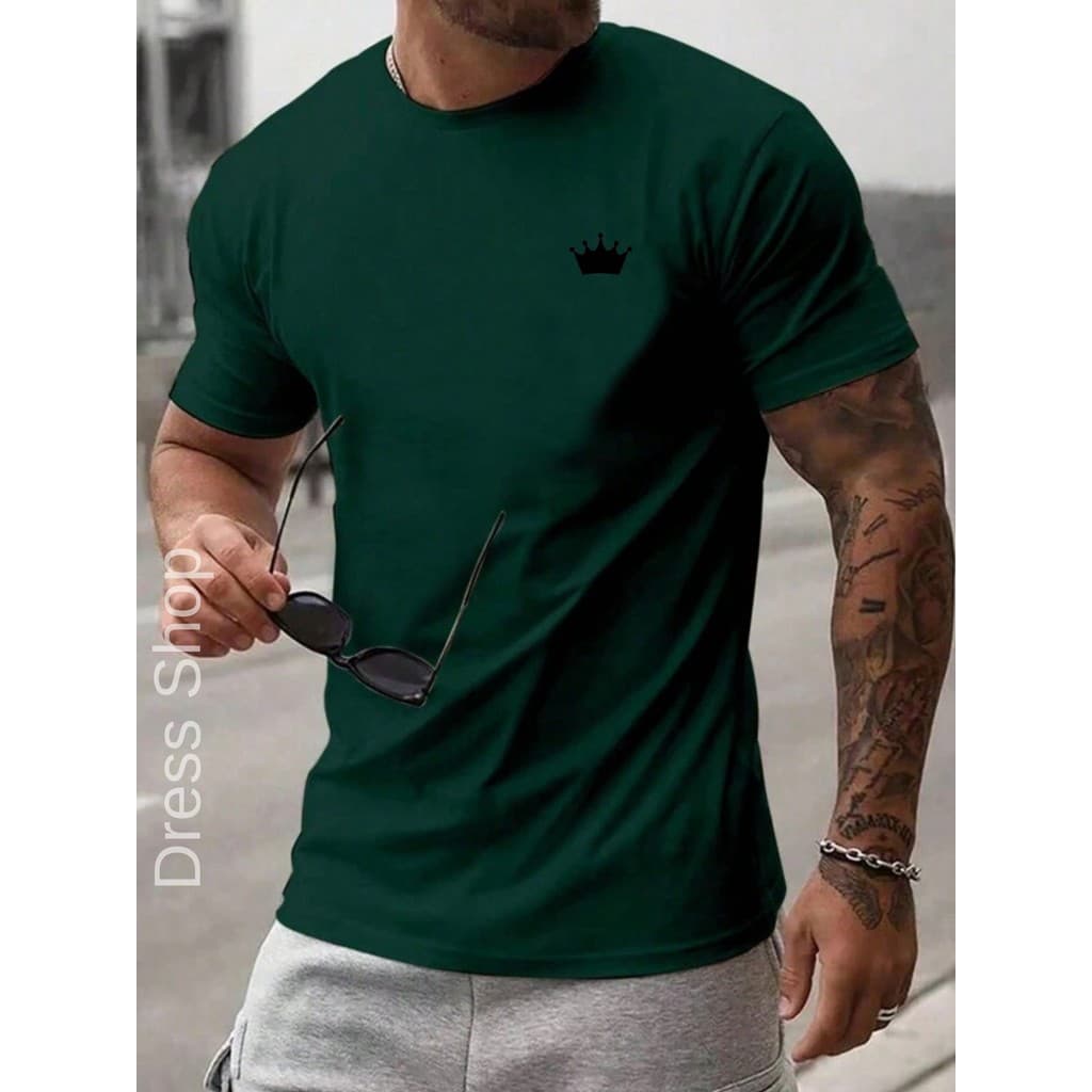 Camiseta Masculina COROA Camisa 100% Algodão Malha Premium