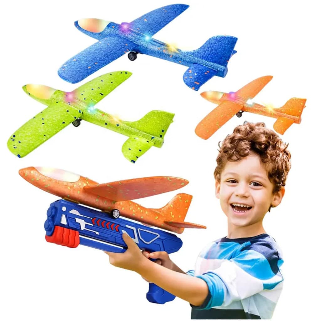 Brinquedo Lançador De Avião  Aeromodelador Planador Colorido  Com Transmissor com luz WJ-209