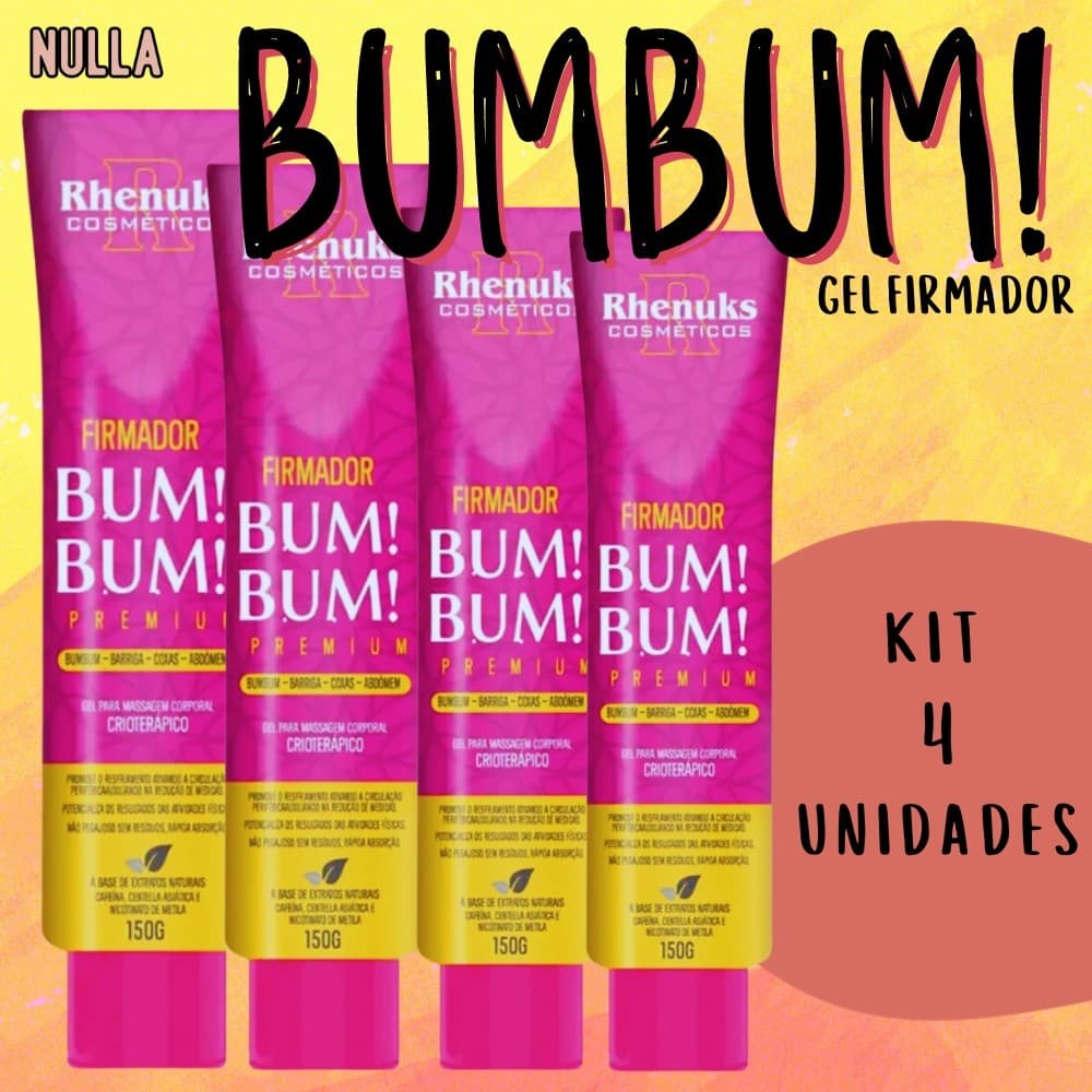 KIT C/ 4 GEL FIRMADOR PREMIUM BUMBUM / BARRIGA / COXA / ABDÔMEN - Rhenuks 150 g
