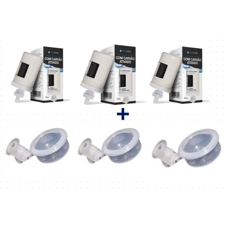 Kit Premium Água Pura: 3 Velas de Carvão Ativado + 3 Boias
