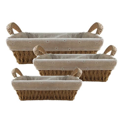 Kit C/3 Cesto Com Forro Bandeja Para Pães Frutas Decoração