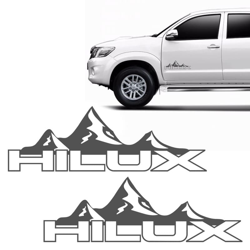Adesivos Montanha Hilux Toyota Emblema Lateral Grafite - Par