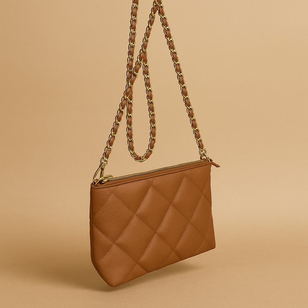 Bolsa Feminina Alça Corrente Dourada Ombro Pequena Moderna