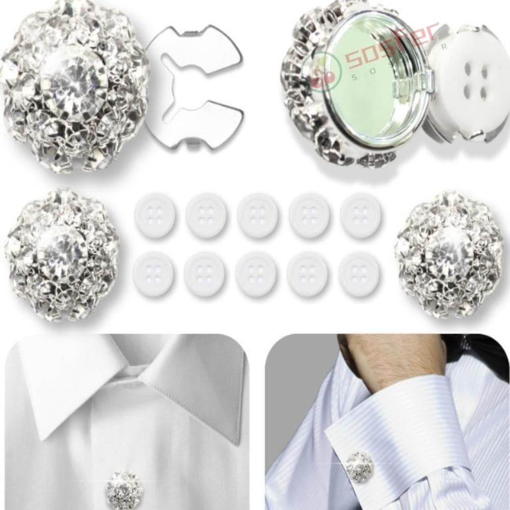 SOSFER 2 Peças Capa De Botão De Strass , Abotoaduras De Flor De Liga Acessórios DIY Caixa Camisa