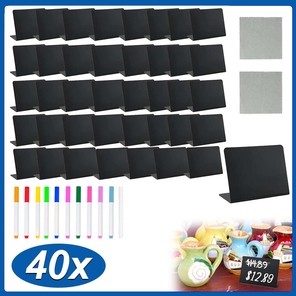 40 peças Lousa, quadro de recados de mesa + 11 canetas 10cmX7.6cm