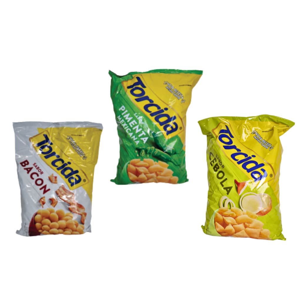 Kit 3 Salgadinho Torcida 420g Sabor Pimenta Mexicana Bacon Cebola 1,2kg
