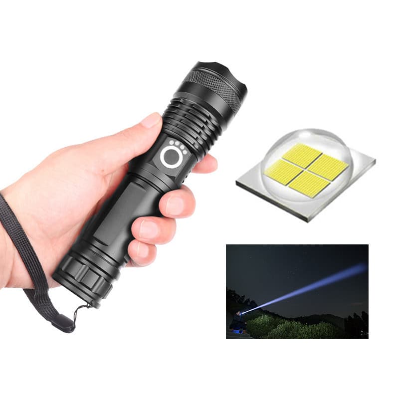 Lanterna Tatica Mais Forte Do Mundo T9 Potente Led Cree Usb Recarregavel Militar Zoom Foco P50 Bateria 26650